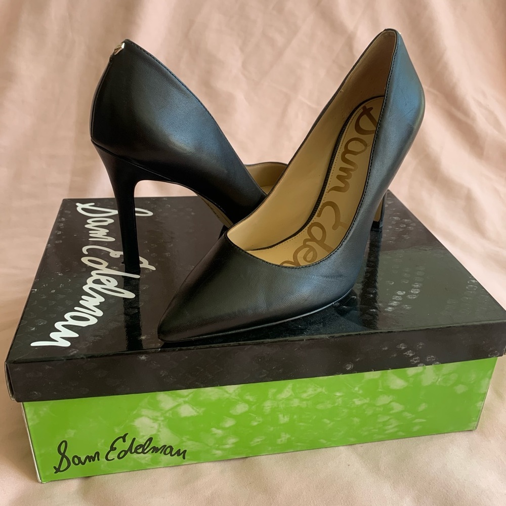 Sam Edelman Hazel Black Leather Heels